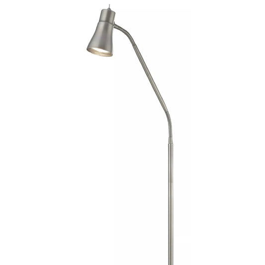 Satin Silver Modern Gooseneck Floor Lamp with Adjustable Head 167cm