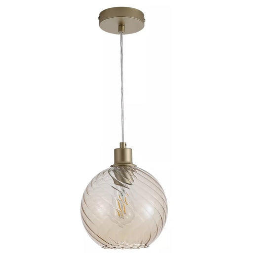 Gold and Champagne Swirl Glass Vintage Dome Pendant 20cm