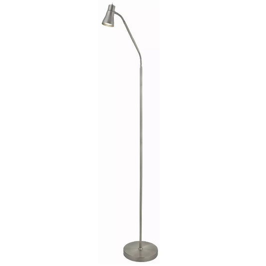 Satin Silver Modern Gooseneck Floor Lamp with Adjustable Head 167cm