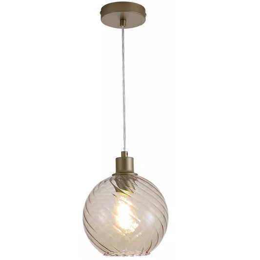 Gold and Champagne Swirl Glass Vintage Dome Pendant 20cm